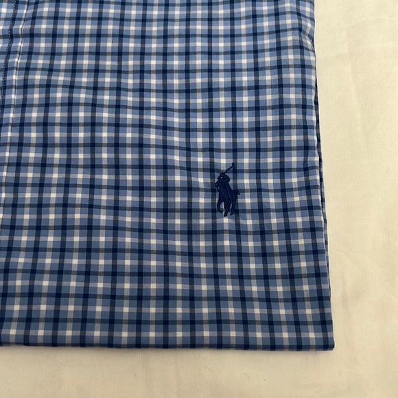 RALPH LAUREN Plaid short sleeve shirt Navy, light blue and White XL - Picture 2 of 3